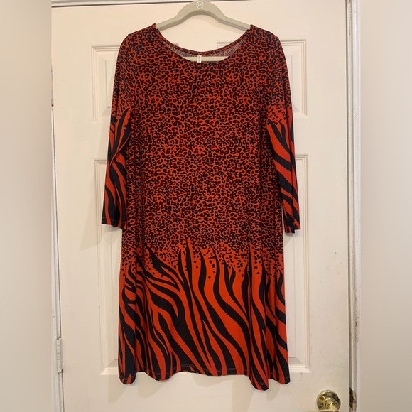 NWT Michael Kors Casual Brick Red Midi 1X Dress.       2688 - Picture 1 of 9